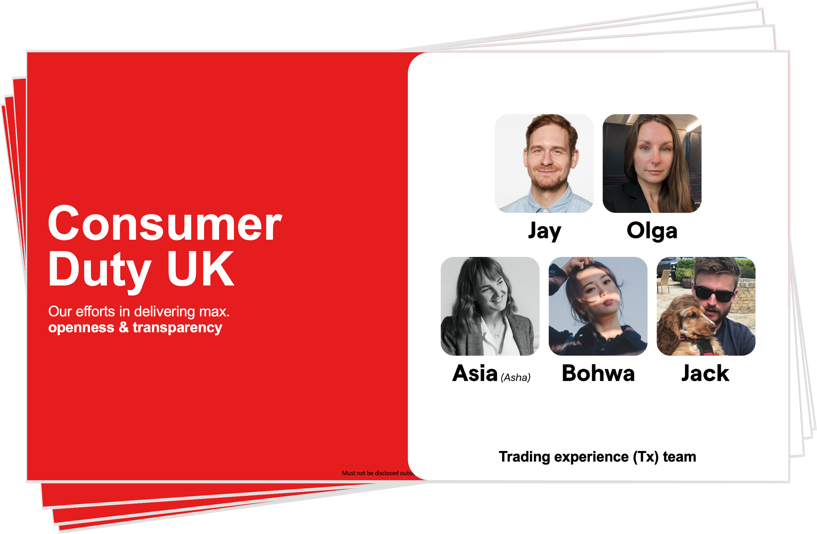 The Trading Experience (Tx) team — five team members: Jay, Olga, Asia (Asha), Bohwa and Jack.